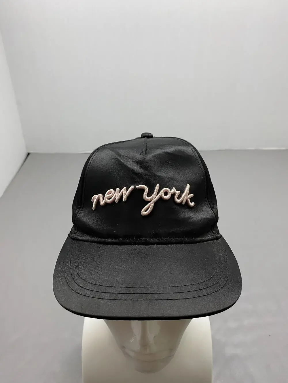 New York Hat Cap Strap Back Youth Girls Black H&M Baseball Cap Satin Adjustable